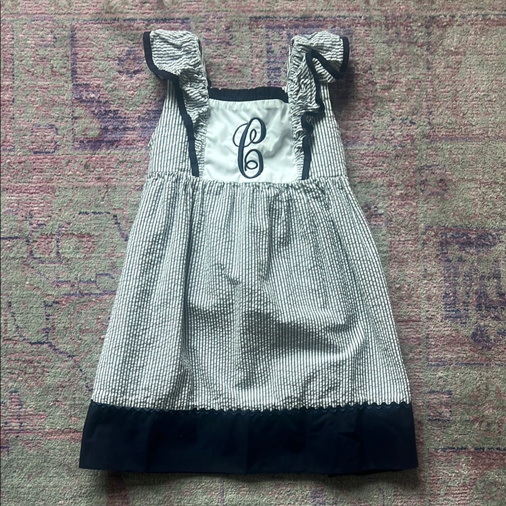 Stellybelly monogrammed stripe dress